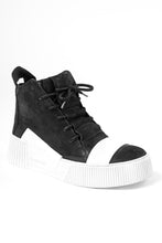 画像をギャラリービューアに読み込む, BORIS BIDJAN SABERI HORSE LEATHER MID CUT SNEAKER / WASHED & HAND TREATED "BAMBA1.1-SIN" (BLACK x WHITE)