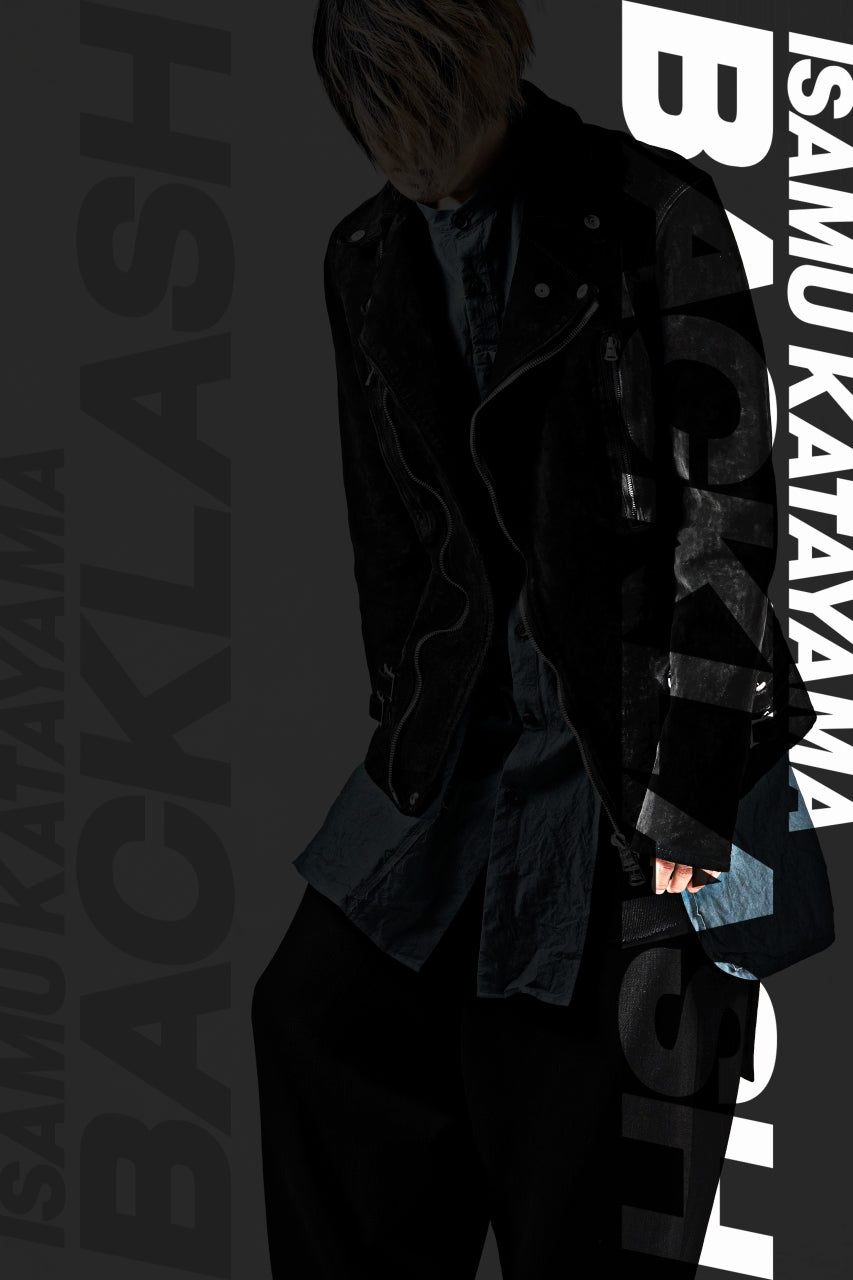 Load image into Gallery viewer, ISAMU KATAYAMA BACKLASH LTG DOUBLE BREASTED JACKET / REVERSE CALF OBJECT DYED (BLACK)