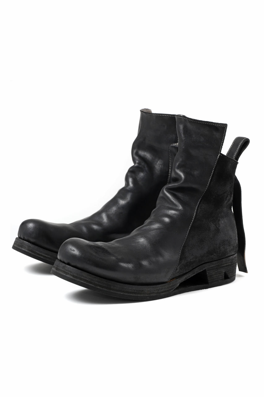 画像をギャラリービューアに読み込む, BORIS BIDJAN SABERI HORSE LEATHER SIDE ZIP BOOTS / OBJECT DYED & MOLDED "BOOT1-F2519M" (BLACK)