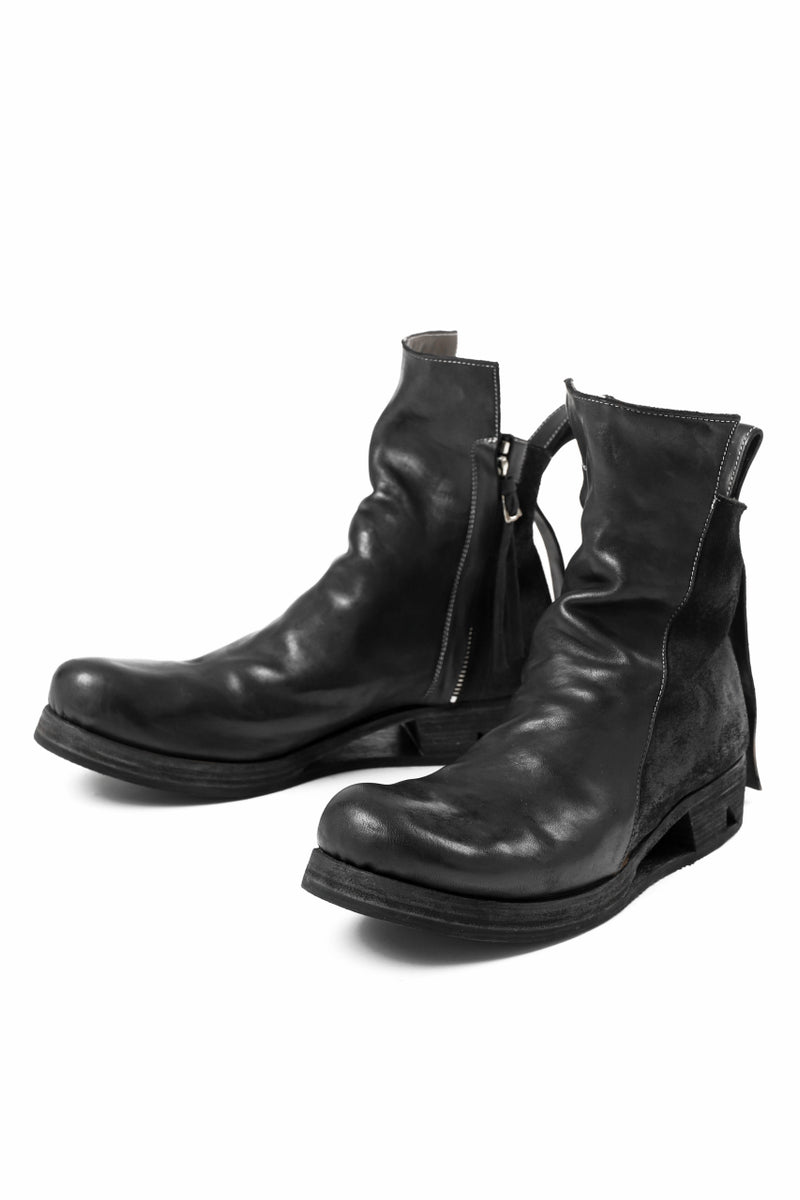 BORIS BIDJAN SABERI HORSE LEATHER SIDE ZIP BOOTS / OBJECT DYED ...