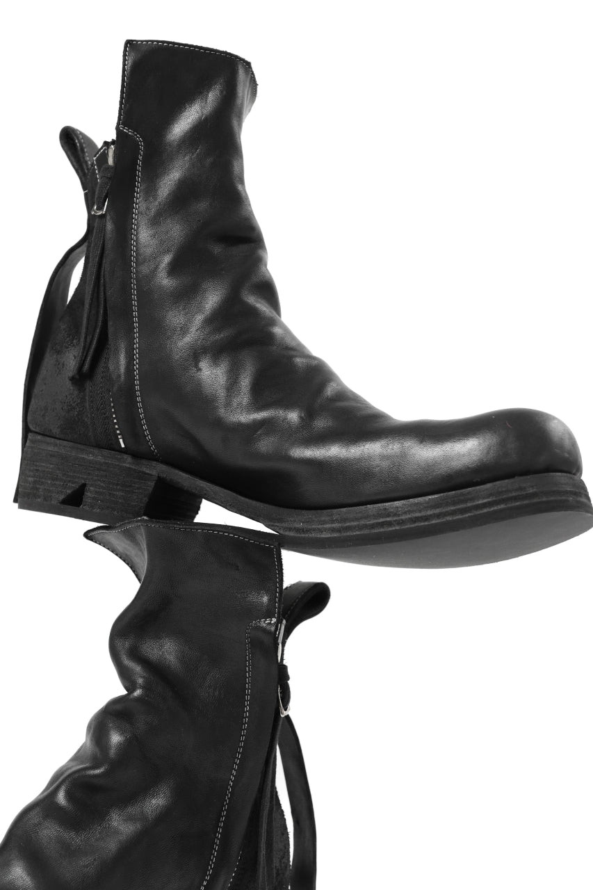画像をギャラリービューアに読み込む, BORIS BIDJAN SABERI HORSE LEATHER SIDE ZIP BOOTS / OBJECT DYED & MOLDED "BOOT1-F2519M" (BLACK)