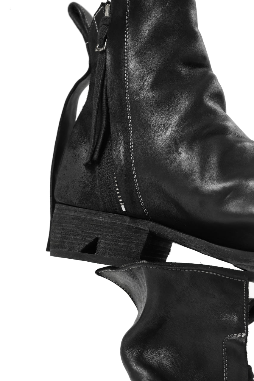 画像をギャラリービューアに読み込む, BORIS BIDJAN SABERI HORSE LEATHER SIDE ZIP BOOTS / OBJECT DYED & MOLDED "BOOT1-F2519M" (BLACK)