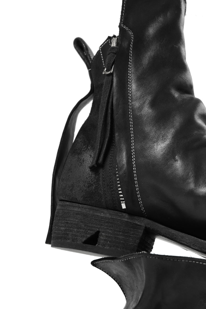 画像をギャラリービューアに読み込む, BORIS BIDJAN SABERI HORSE LEATHER SIDE ZIP BOOTS / OBJECT DYED & MOLDED "BOOT1-F2519M" (BLACK)