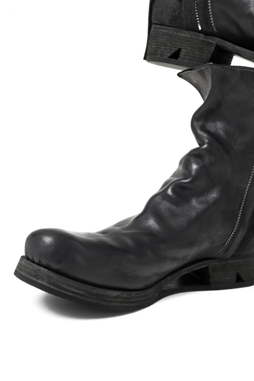 画像をギャラリービューアに読み込む, BORIS BIDJAN SABERI HORSE LEATHER SIDE ZIP BOOTS / OBJECT DYED & MOLDED "BOOT1-F2519M" (BLACK)
