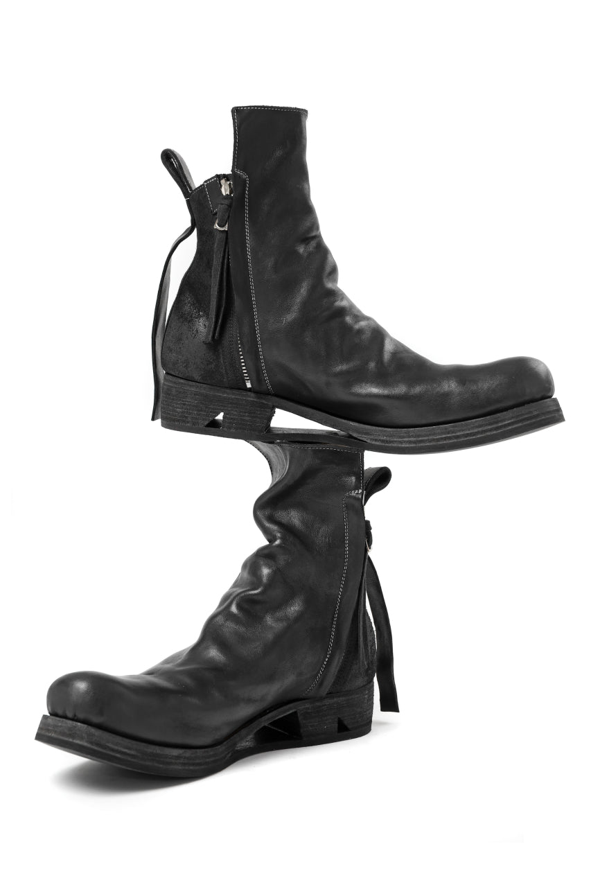 画像をギャラリービューアに読み込む, BORIS BIDJAN SABERI HORSE LEATHER SIDE ZIP BOOTS / OBJECT DYED & MOLDED "BOOT1-F2519M" (BLACK)