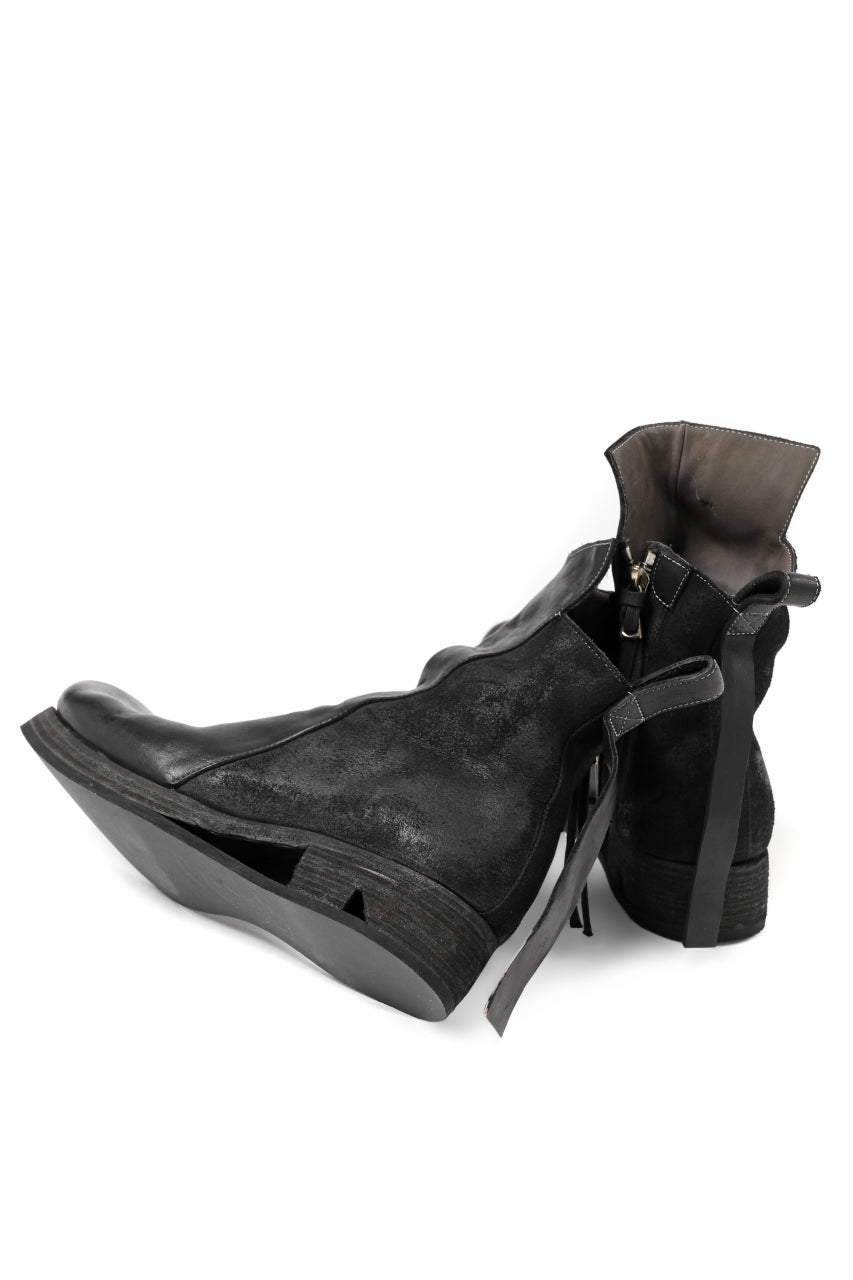 画像をギャラリービューアに読み込む, BORIS BIDJAN SABERI HORSE LEATHER SIDE ZIP BOOTS / OBJECT DYED & MOLDED "BOOT1-F2519M" (BLACK)