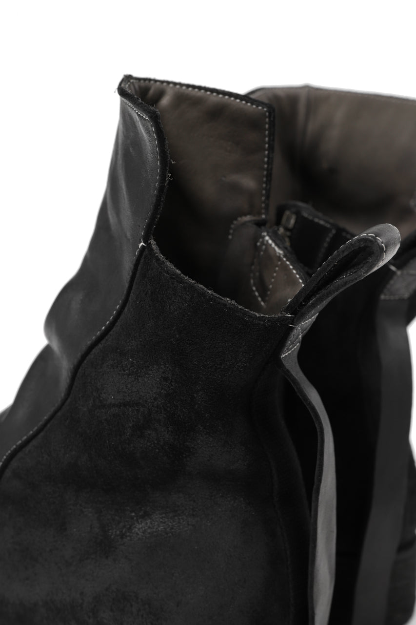 画像をギャラリービューアに読み込む, BORIS BIDJAN SABERI HORSE LEATHER SIDE ZIP BOOTS / OBJECT DYED & MOLDED "BOOT1-F2519M" (BLACK)