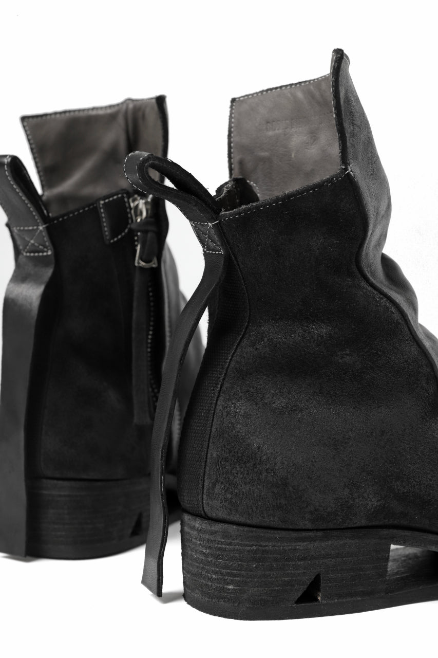 画像をギャラリービューアに読み込む, BORIS BIDJAN SABERI HORSE LEATHER SIDE ZIP BOOTS / OBJECT DYED & MOLDED "BOOT1-F2519M" (BLACK)