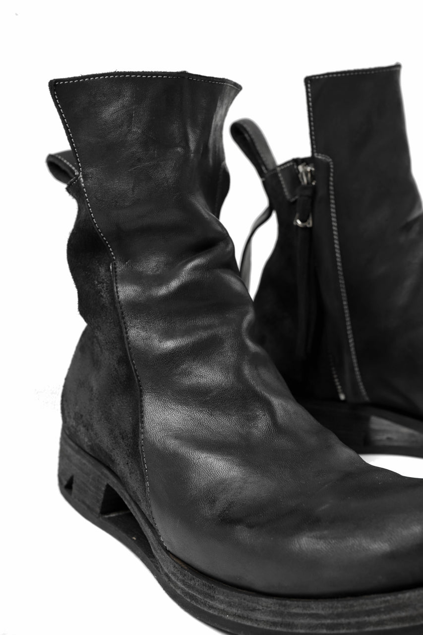 画像をギャラリービューアに読み込む, BORIS BIDJAN SABERI HORSE LEATHER SIDE ZIP BOOTS / OBJECT DYED & MOLDED "BOOT1-F2519M" (BLACK)