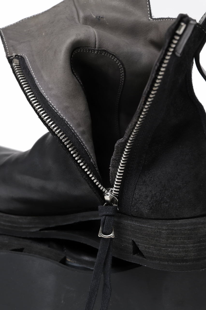 画像をギャラリービューアに読み込む, BORIS BIDJAN SABERI HORSE LEATHER SIDE ZIP BOOTS / OBJECT DYED & MOLDED "BOOT1-F2519M" (BLACK)