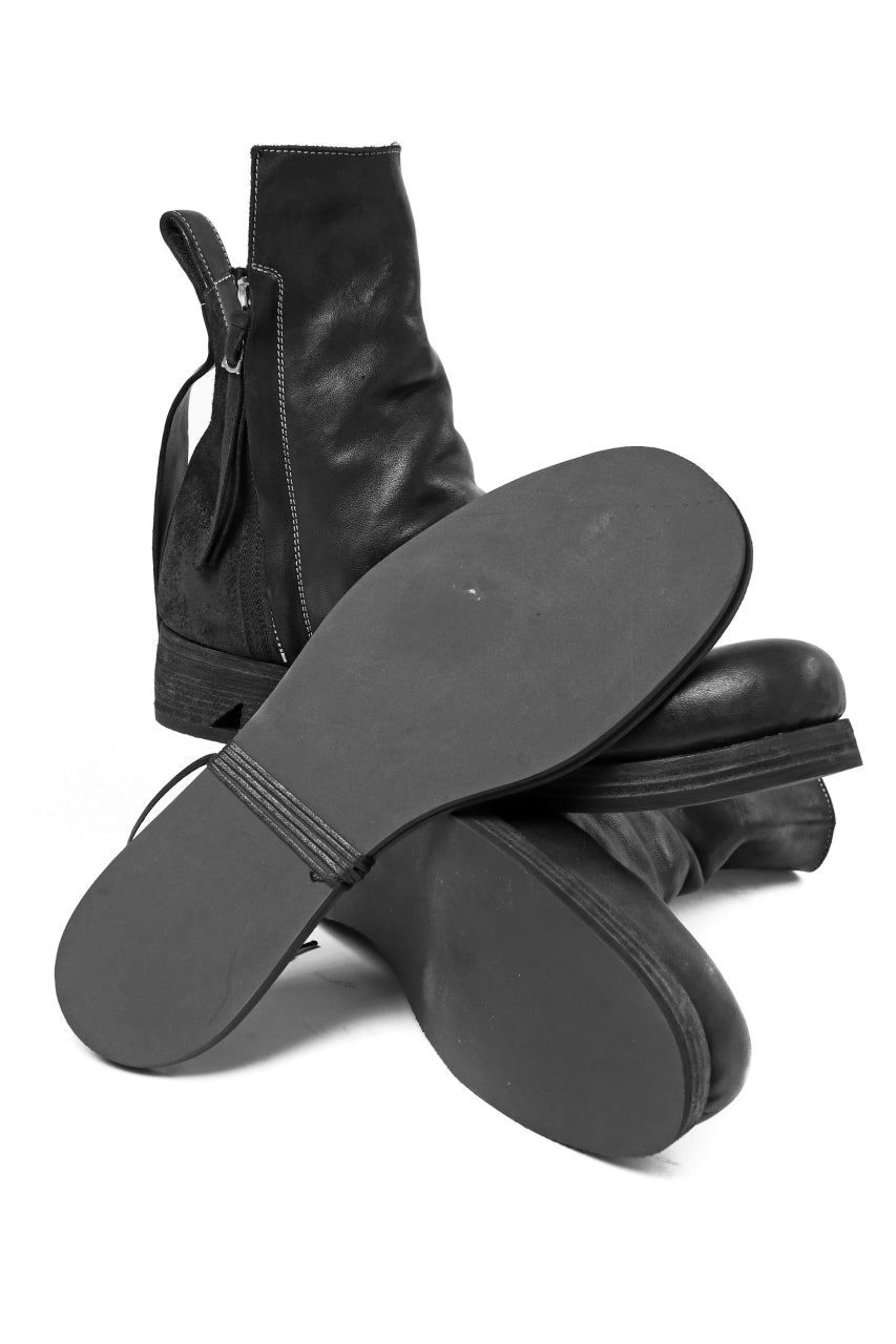 画像をギャラリービューアに読み込む, BORIS BIDJAN SABERI HORSE LEATHER SIDE ZIP BOOTS / OBJECT DYED & MOLDED "BOOT1-F2519M" (BLACK)