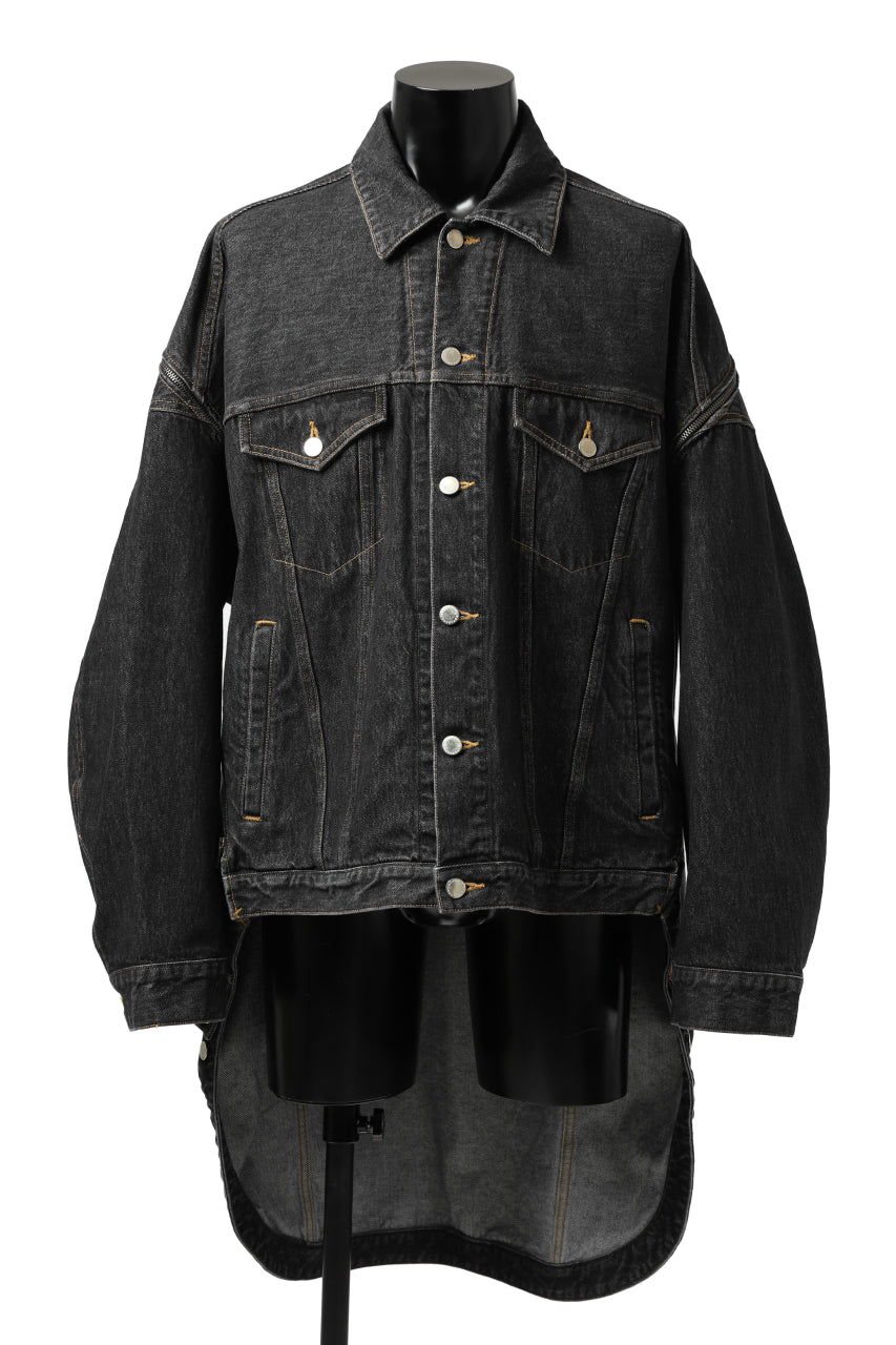 画像をギャラリービューアに読み込む, FACETASM HIGH-LOW ZIPPER DENIM JACKET (BLACK)