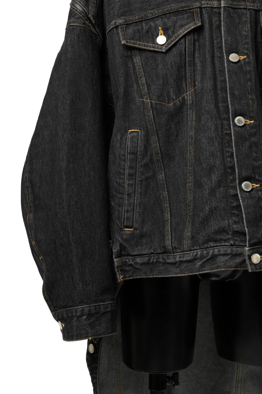 画像をギャラリービューアに読み込む, FACETASM HIGH-LOW ZIPPER DENIM JACKET (BLACK)