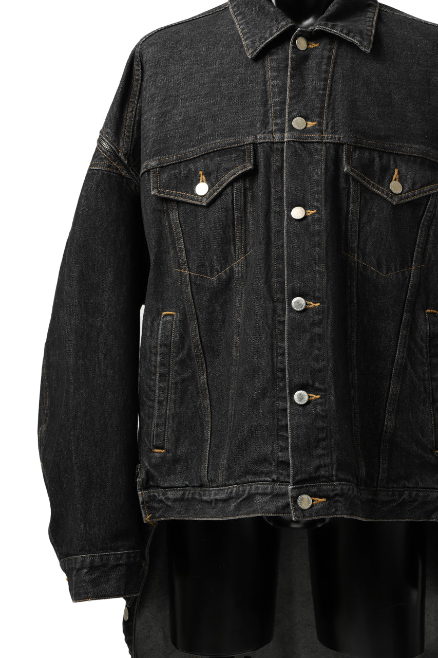 画像をギャラリービューアに読み込む, FACETASM HIGH-LOW ZIPPER DENIM JACKET (BLACK)