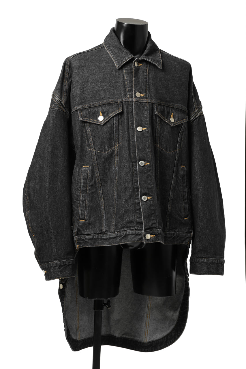 画像をギャラリービューアに読み込む, FACETASM HIGH-LOW ZIPPER DENIM JACKET (BLACK)