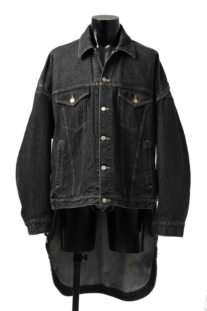 画像をギャラリービューアに読み込む, FACETASM HIGH-LOW ZIPPER DENIM JACKET (BLACK)