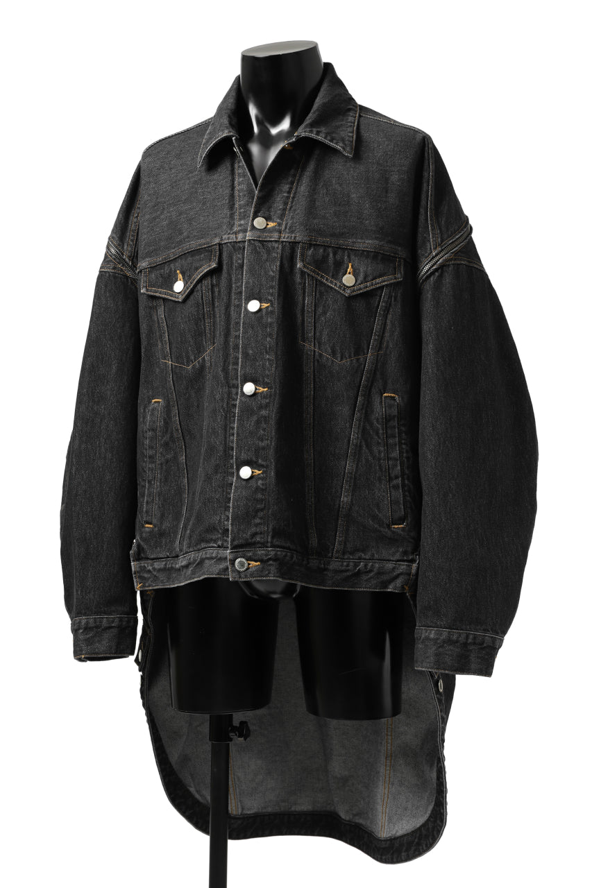 画像をギャラリービューアに読み込む, FACETASM HIGH-LOW ZIPPER DENIM JACKET (BLACK)