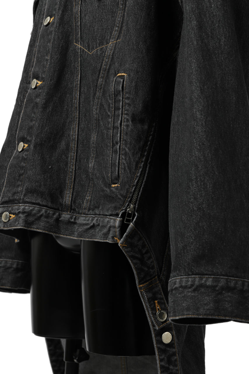 画像をギャラリービューアに読み込む, FACETASM HIGH-LOW ZIPPER DENIM JACKET (BLACK)