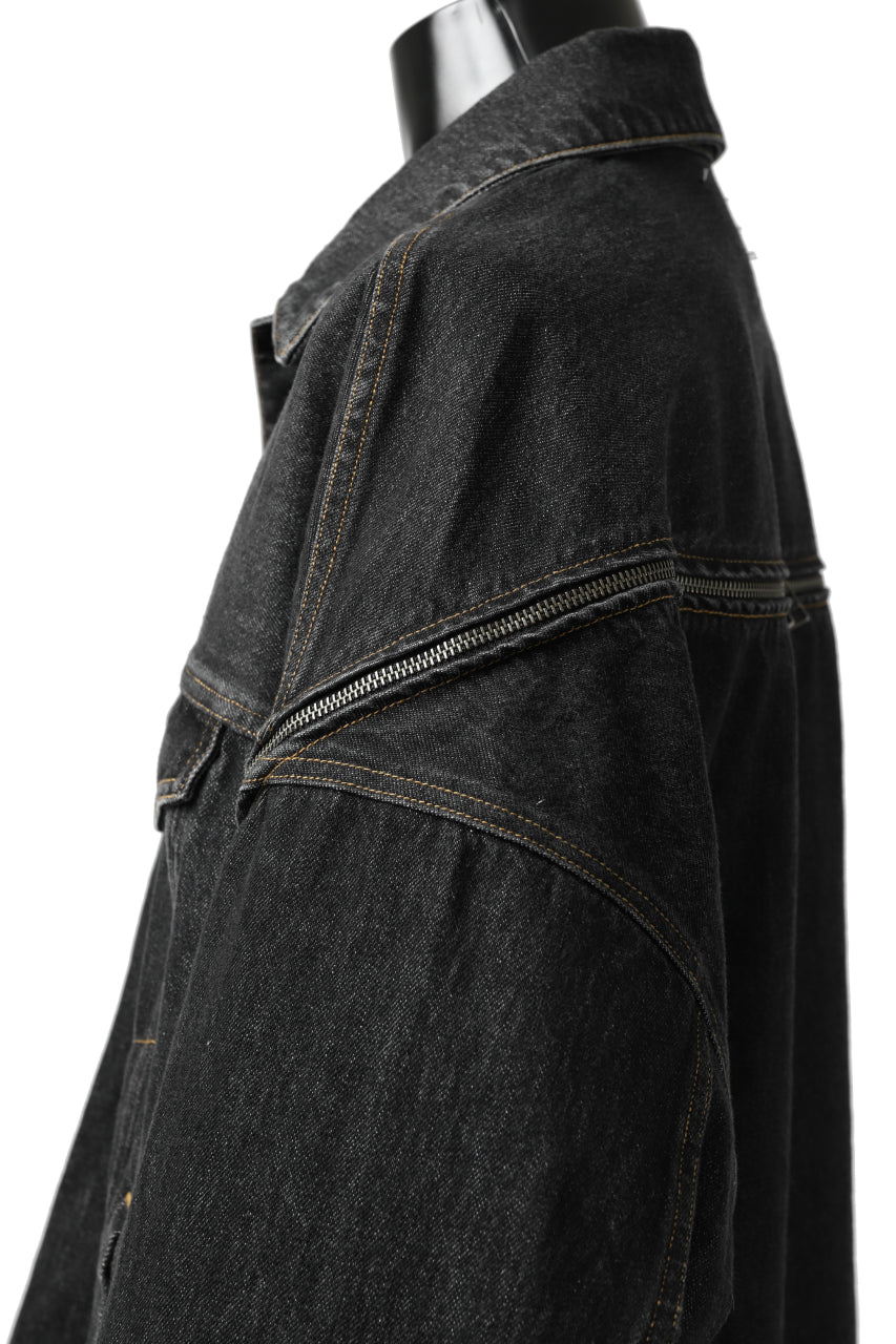 画像をギャラリービューアに読み込む, FACETASM HIGH-LOW ZIPPER DENIM JACKET (BLACK)