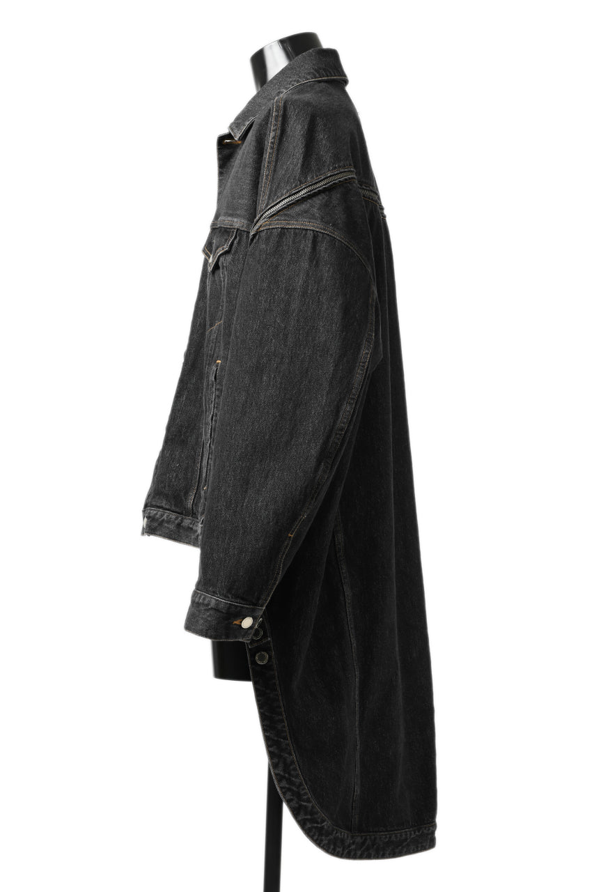 画像をギャラリービューアに読み込む, FACETASM HIGH-LOW ZIPPER DENIM JACKET (BLACK)