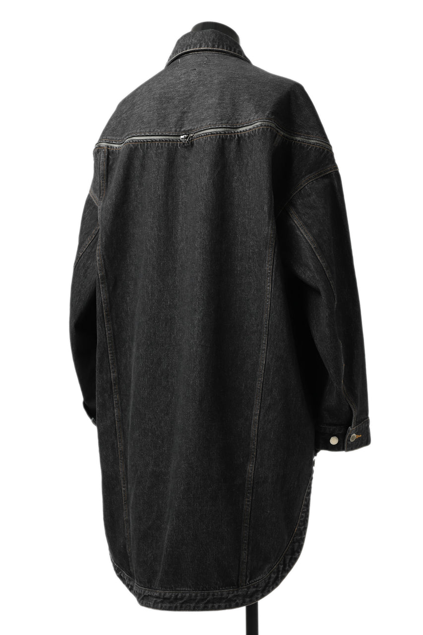 画像をギャラリービューアに読み込む, FACETASM HIGH-LOW ZIPPER DENIM JACKET (BLACK)