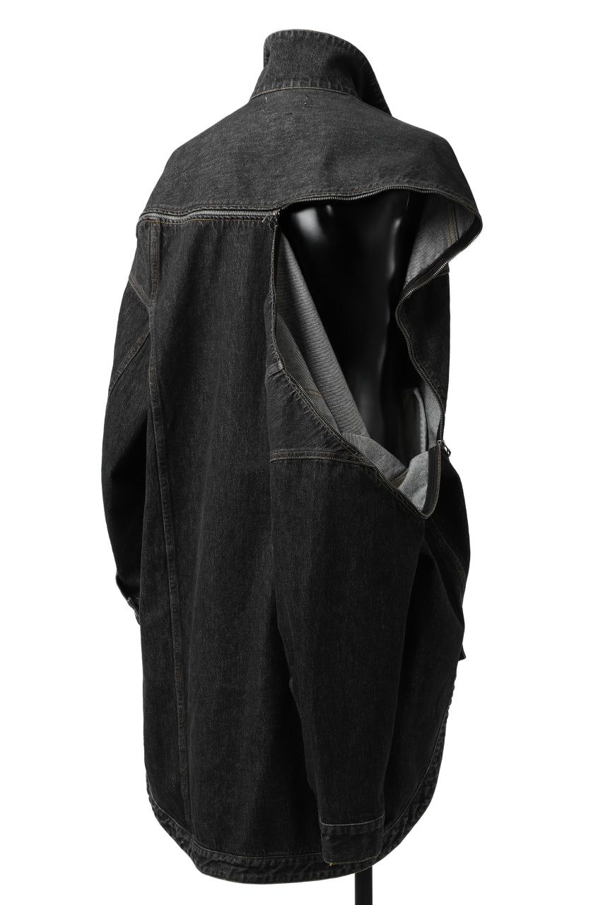 画像をギャラリービューアに読み込む, FACETASM HIGH-LOW ZIPPER DENIM JACKET (BLACK)
