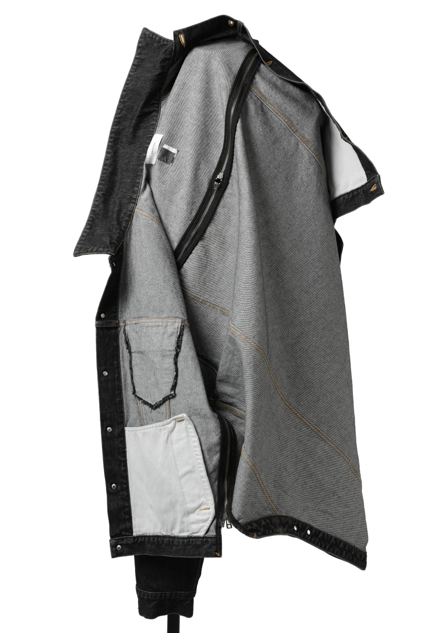 画像をギャラリービューアに読み込む, FACETASM HIGH-LOW ZIPPER DENIM JACKET (BLACK)