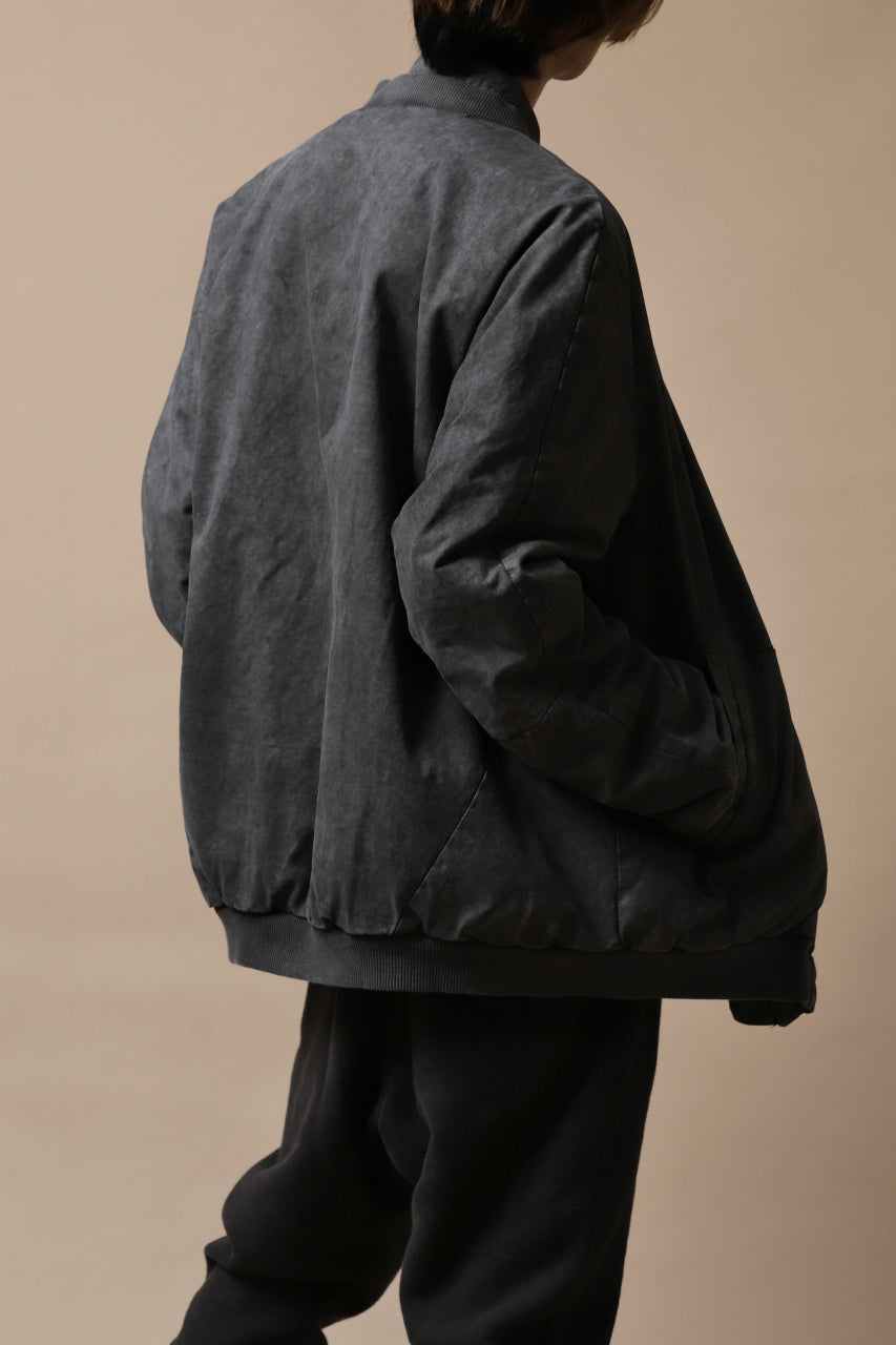 Load image into Gallery viewer, daub DYEING PADDED BOMBER JACKET / ELASTIC-COTTON (MEDIUM GREY)