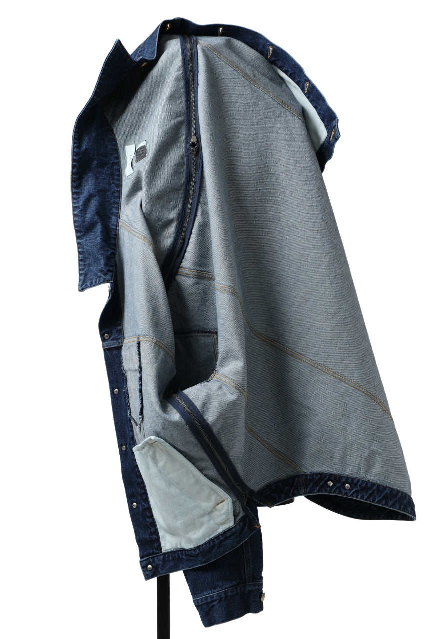 画像をギャラリービューアに読み込む, FACETASM HIGH-LOW ZIPPER DENIM JACKET (INDIGO)