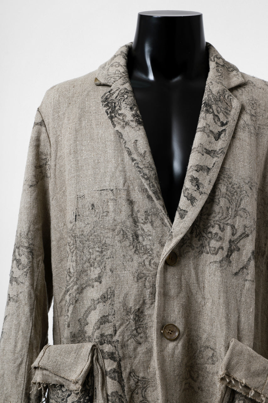 画像をギャラリービューアに読み込む, YUTA MATSUOKA 2B print jacket / safiran linen (ecru)
