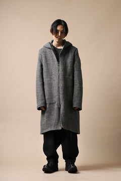Load image into Gallery viewer, daub HOODED LONG ZIP COAT / TWEEDY MELANGE (GREY)