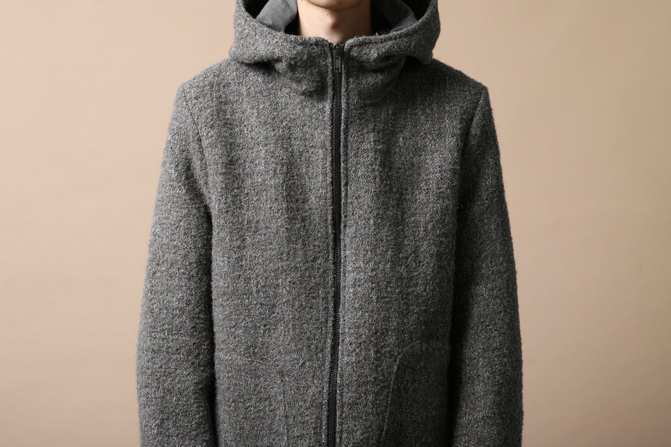 Load image into Gallery viewer, daub HOODED LONG ZIP COAT / TWEEDY MELANGE (GREY)