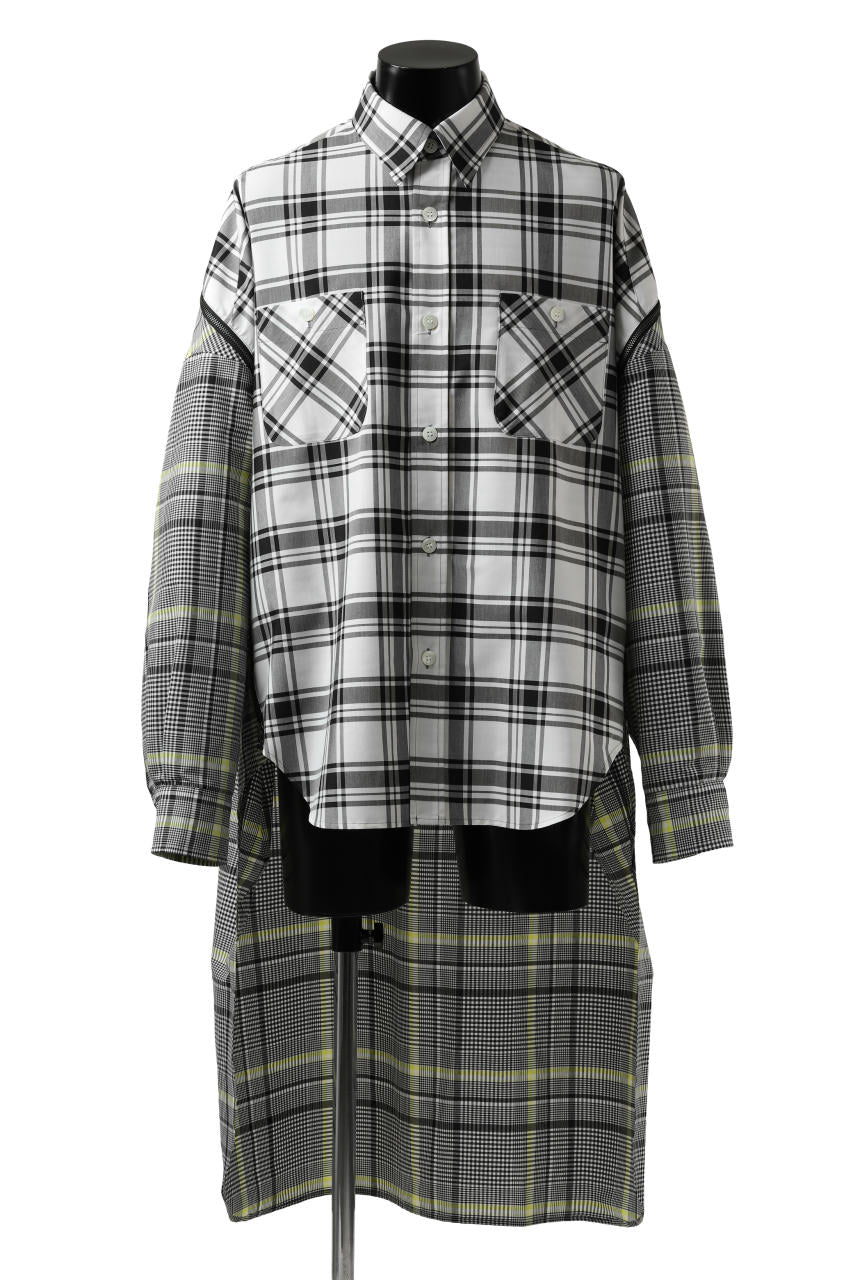 画像をギャラリービューアに読み込む, FACETASM ZIPPER HIGH & LOW LONG SHIRT (CHECK)