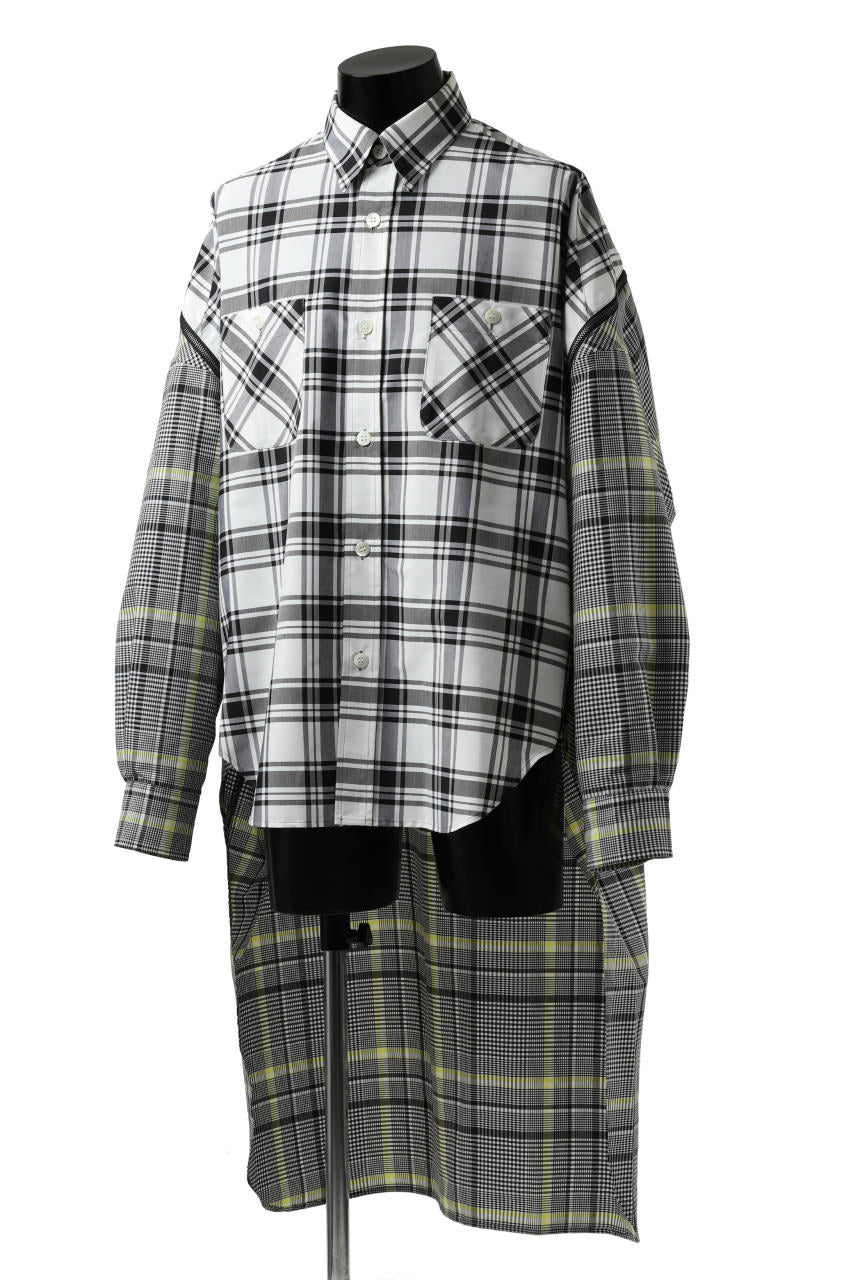 画像をギャラリービューアに読み込む, FACETASM ZIPPER HIGH & LOW LONG SHIRT (CHECK)