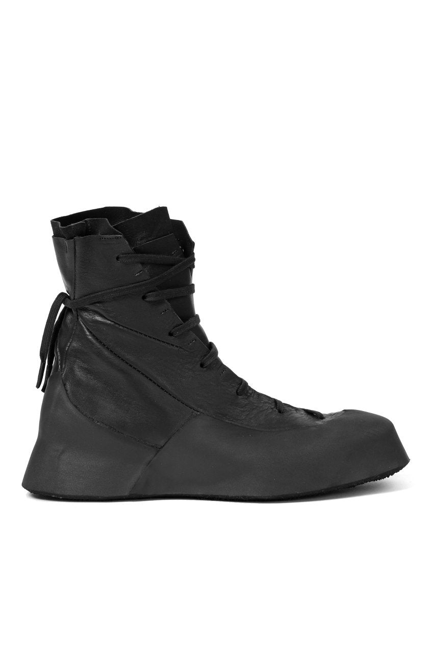LEON EMANUEL BLANCK DISTORTION FEATHER WEIGHT HIGH TOP SNEAKER BOOT / GUIDI HORSE LEATHER (BLACK x BLACK)