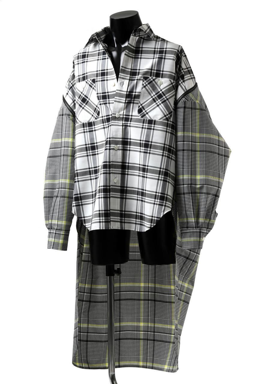 画像をギャラリービューアに読み込む, FACETASM ZIPPER HIGH & LOW LONG SHIRT (CHECK)