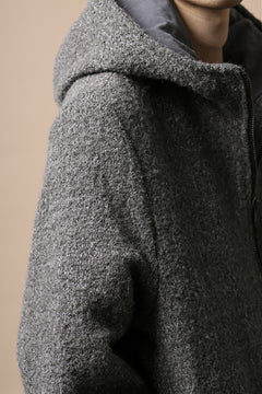 Load image into Gallery viewer, daub HOODED LONG ZIP COAT / TWEEDY MELANGE (GREY)