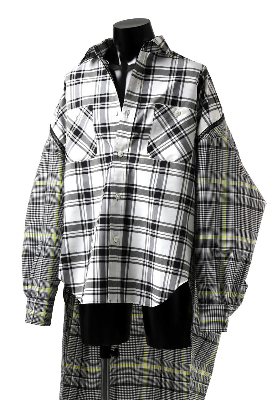 画像をギャラリービューアに読み込む, FACETASM ZIPPER HIGH & LOW LONG SHIRT (CHECK)