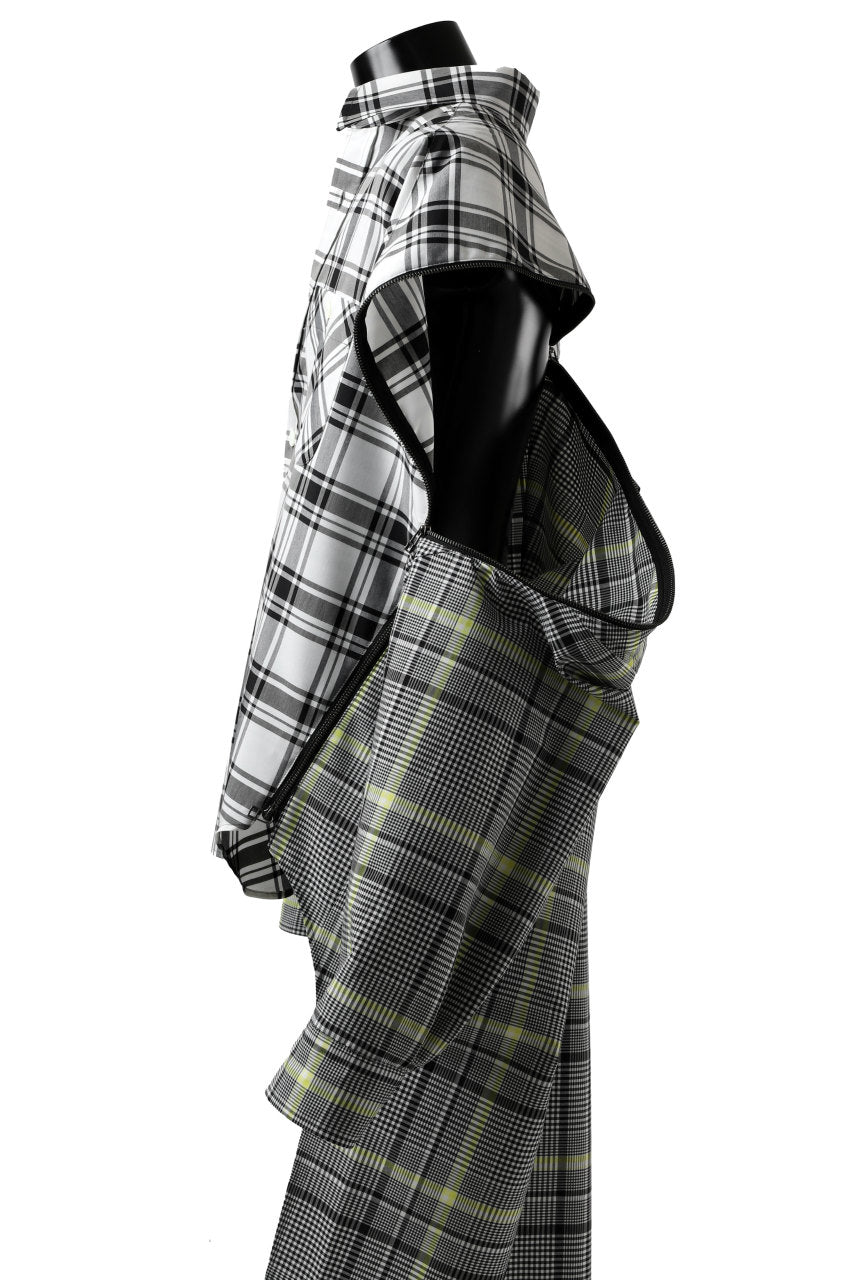 画像をギャラリービューアに読み込む, FACETASM ZIPPER HIGH & LOW LONG SHIRT (CHECK)