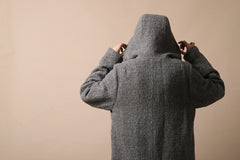 Load image into Gallery viewer, daub HOODED LONG ZIP COAT / TWEEDY MELANGE (GREY)
