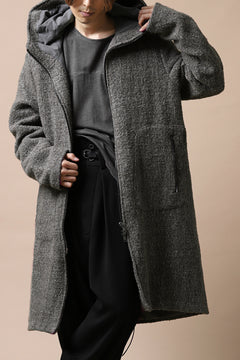 Load image into Gallery viewer, daub HOODED LONG ZIP COAT / TWEEDY MELANGE (GREY)