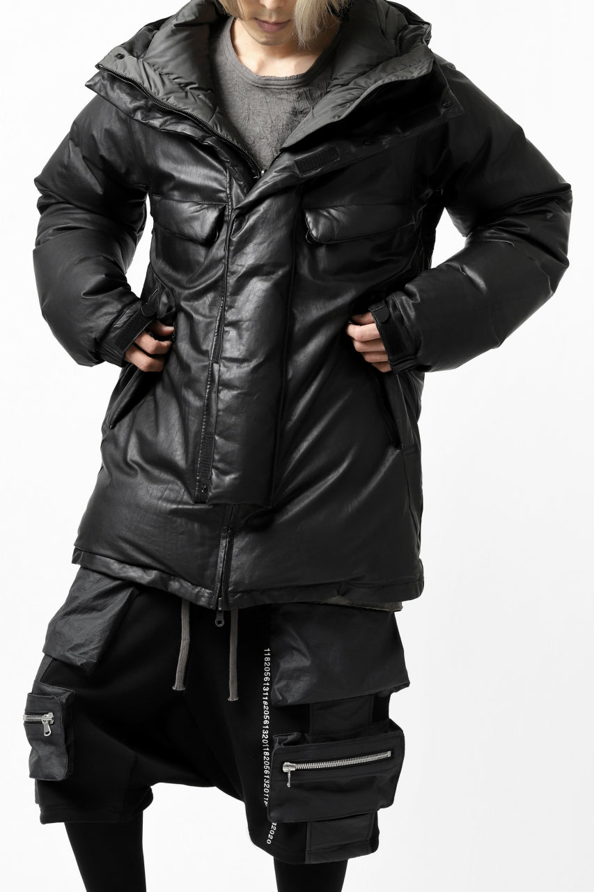 Load image into Gallery viewer, ISAMU KATAYAMA BACKLASH xx NANGA REVERSIBLE MOUNTAIN BELAY COAT / KANGAROO + NYLON x POLISH WHITE GOOSE (BLACK x GREY)