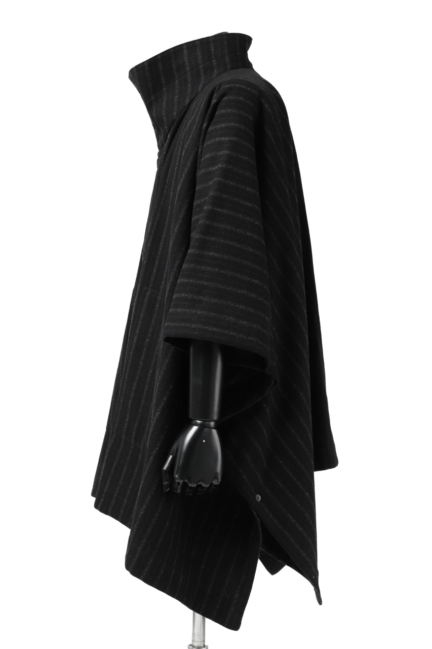 画像をギャラリービューアに読み込む, KLASICA MARGOT PONCHO COAT / WOOL FLANNEL (VINTAGE STRIPE)