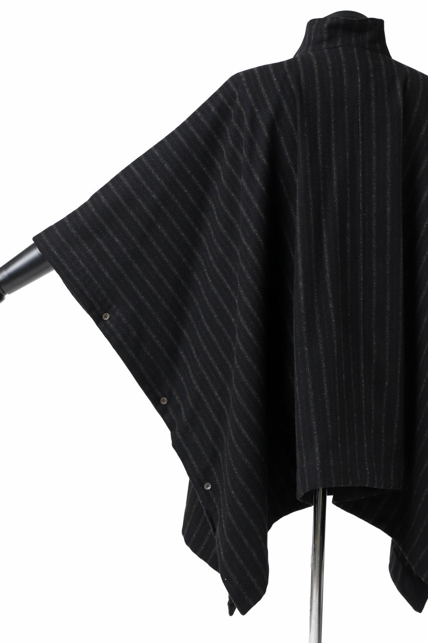 画像をギャラリービューアに読み込む, KLASICA MARGOT PONCHO COAT / WOOL FLANNEL (VINTAGE STRIPE)