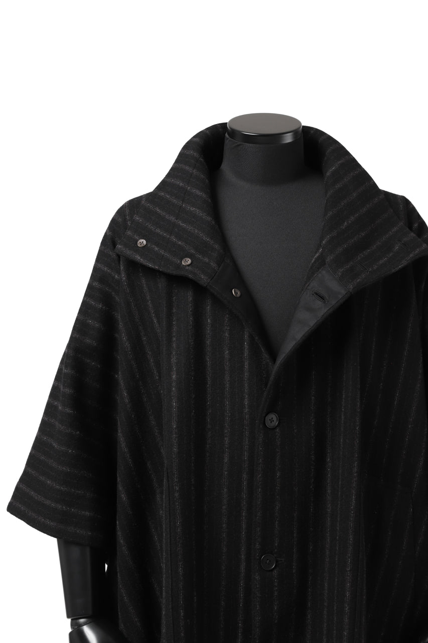 画像をギャラリービューアに読み込む, KLASICA MARGOT PONCHO COAT / WOOL FLANNEL (VINTAGE STRIPE)