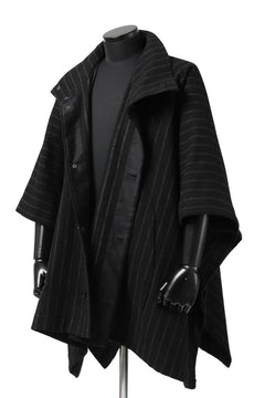 画像をギャラリービューアに読み込む, KLASICA MARGOT PONCHO COAT / WOOL FLANNEL (VINTAGE STRIPE)