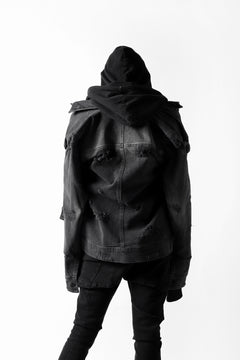 画像をギャラリービューアに読み込む, thomkrom DESTROY FADE JEAN JACKET / ELASTIC DENIM (DARK GREY)