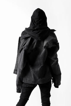 画像をギャラリービューアに読み込む, thomkrom DESTROY FADE JEAN JACKET / ELASTIC DENIM (DARK GREY)