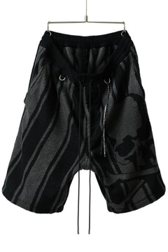 画像をギャラリービューアに読み込む, mastermind JAPAN STRIPED SHORT PANTS / PILE JERSEY (BLACK x GREY)