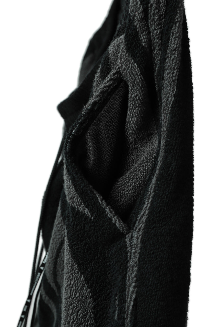画像をギャラリービューアに読み込む, mastermind JAPAN STRIPED SHORT PANTS / PILE JERSEY (BLACK x GREY)